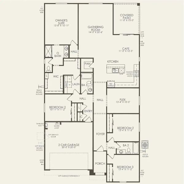 2D floor plan layout of this home in Festival Foothills, Buckeye, AZ (Image 3).
