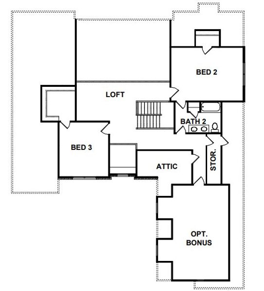 2D floor plan layout for the Harrington by Sentinel Builders, Inc. in Copperstone At Choto, Knoxville, TN (Image 3).
