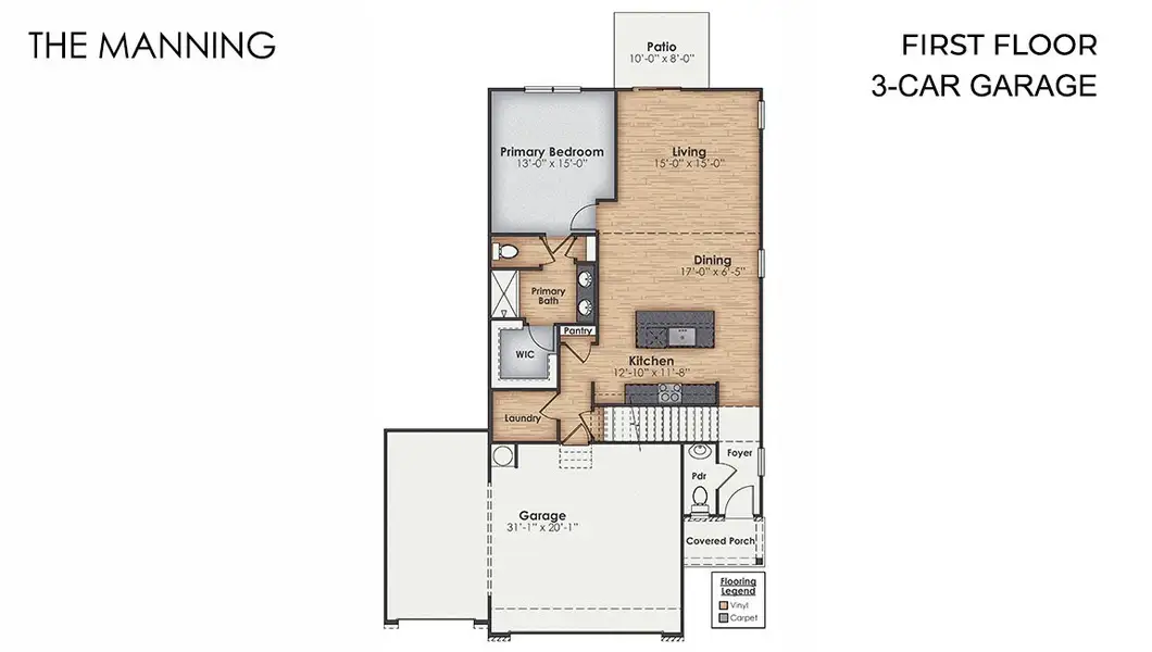 2D floor plan layout of this home in Sidbury Station, Castle Hayne, NC (Image 4).