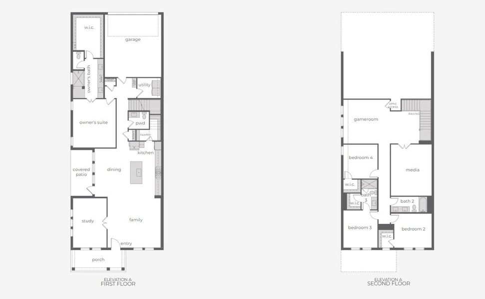 2D floor plan layout for the Laurent by Normandy Homes in Village on Main Street, Frisco, TX (Image 3).