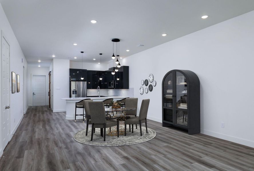Virtually staged dining area