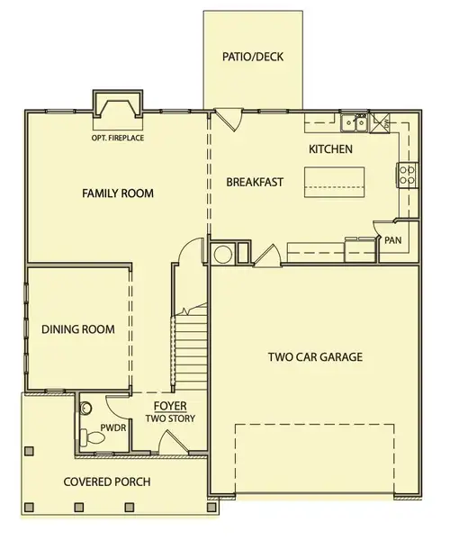 2D floor plan layout for the Magnolia by Kerley Family Homes in Carter Grove, Cartersville, GA (Image 3).
