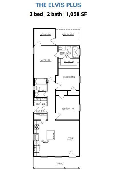 2D floor plan layout for the The Elvis by ICONIQ Homes in Arrowhead Lakes, Willis, TX (Image 3). 2D floor plan layout for the The Elvis by ICONIQ Homes in Arrowhead Lakes, Willis, TX (Image 3).