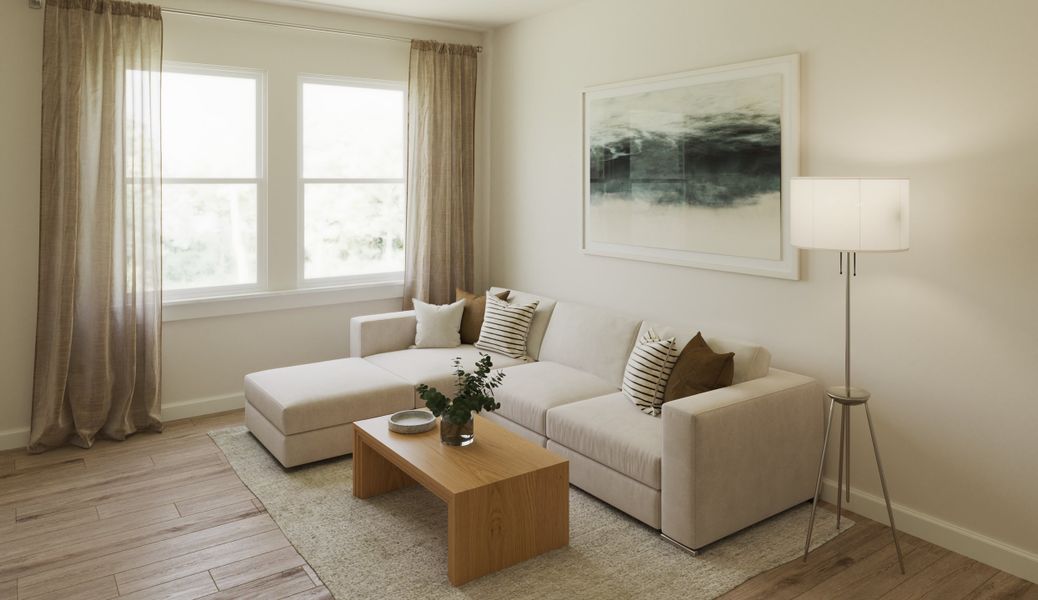 Upstairs, a versatile loft is a great media room, playroom or hobby area