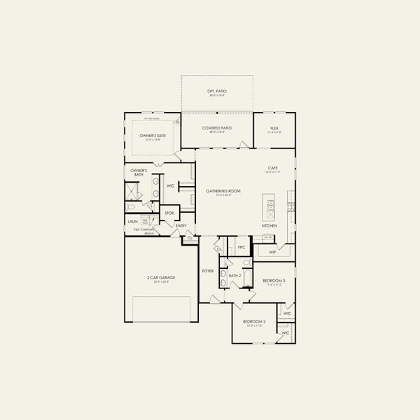2D floor plan layout for the Coopsworth by Pulte Homes in The Retreat at Carolina Ridge, Harrisburg, NC (Image 3).