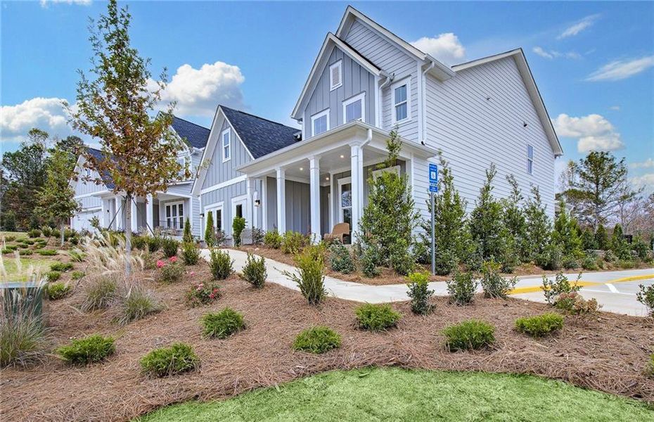 Front exterior of a new home in Rose Creek, Cumming, GA, highlighting curb appeal (Image 24).