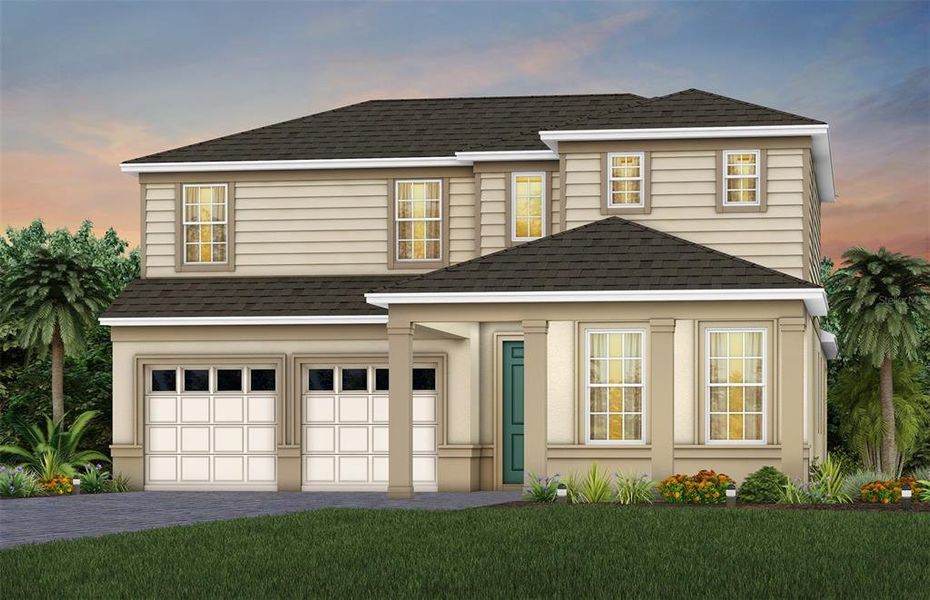 Exterior Design. Artistic rendering for this new construction home. Pictures are for illustrative purposes only. Elevations, colors and options may vary.