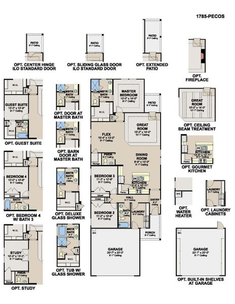 2D floor plan layout for the Pecos by Hakes Brothers in Highland Ridge, New Braunfels, TX (Image 3). 2D floor plan layout for the Pecos by Hakes Brothers in Highland Ridge, New Braunfels, TX (Image 3).