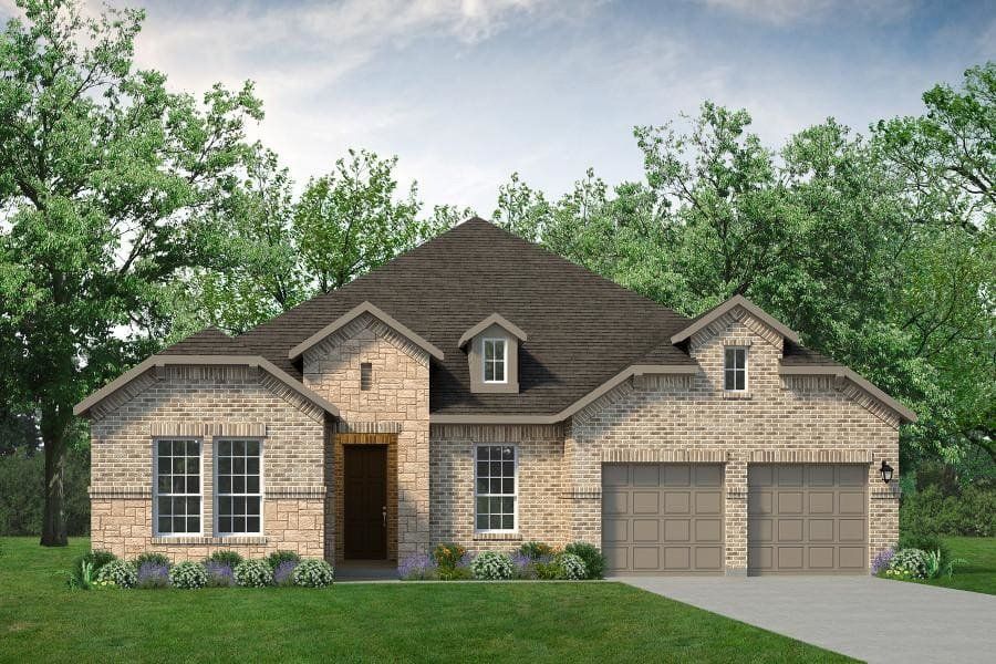 Representative exterior photo of a completed home built from the Belton by UnionMain Homes in Myrtle Creek, Waxahachie, TX (Image 20). Representative exterior photo of a completed home built from the Belton by UnionMain Homes in Myrtle Creek, Waxahachie, TX (Image 20).