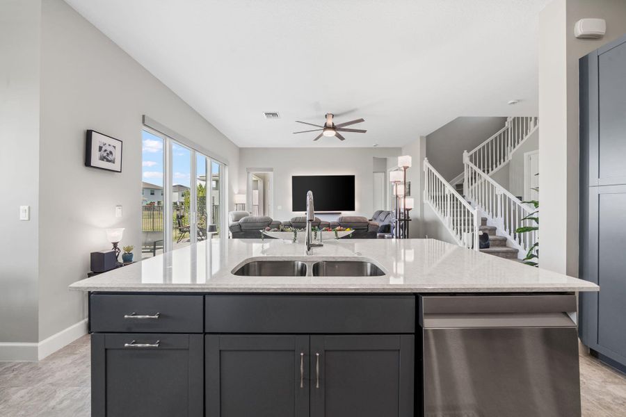 Kitchen-Looking Into Family Room