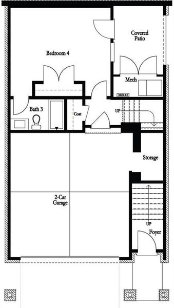 2D floor plan layout of this home in Palisades Single Family, Cumming, GA (Image 3).