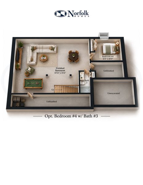 2D floor plan layout for the The Boulder Side Entry by Norfolk Homes in The Grande Estates, Jackson, MI (Image 5).