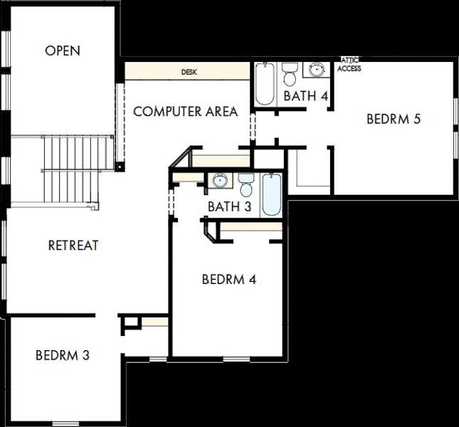 2D floor plan layout of this home in Riceland - Summit Collection, Mont Belvieu, TX (Image 6).