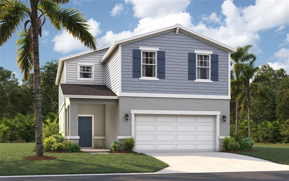 Front exterior of a new home in Wynnstone, Davenport, FL, highlighting curb appeal (Image 1). Front exterior of a new home in Wynnstone, Davenport, FL, highlighting curb appeal (Image 1).