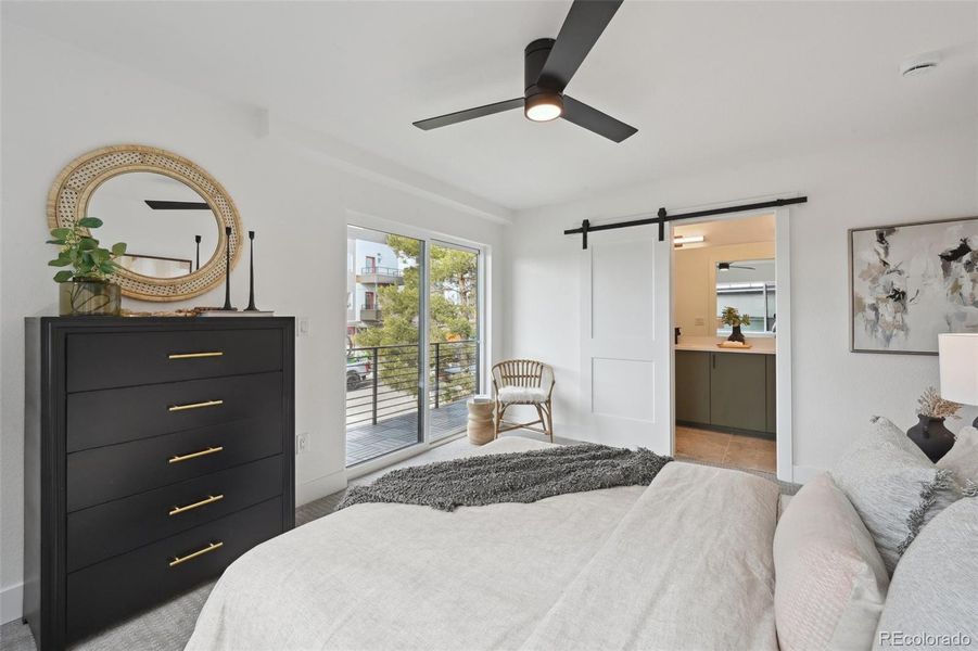 Primary suite, with covered porch, en suite bath and VIEWS!