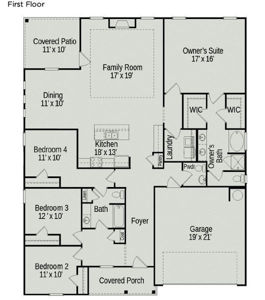 2D floor plan layout of this home in Hampshire Hills, Columbia, TN (Image 5).