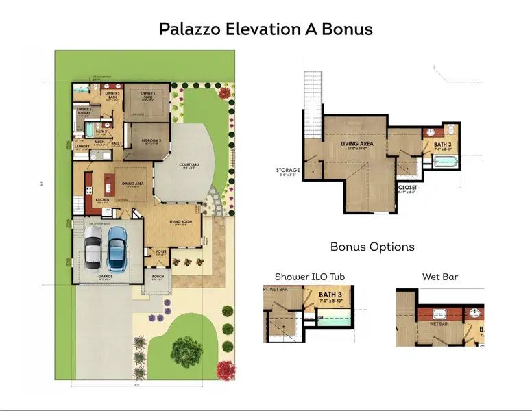 2D floor plan layout for the Palazzo by Epcon Communities in Chipeta Hollows, Grand Junction, CO (Image 3).