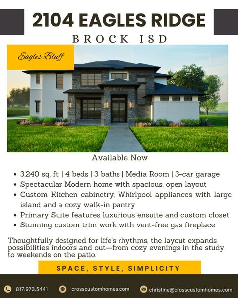 2D floor plan layout of this home in Eagles Bluff, Hudson Oaks, TX (Image 7). 2D floor plan layout of this home in Eagles Bluff, Hudson Oaks, TX (Image 7).