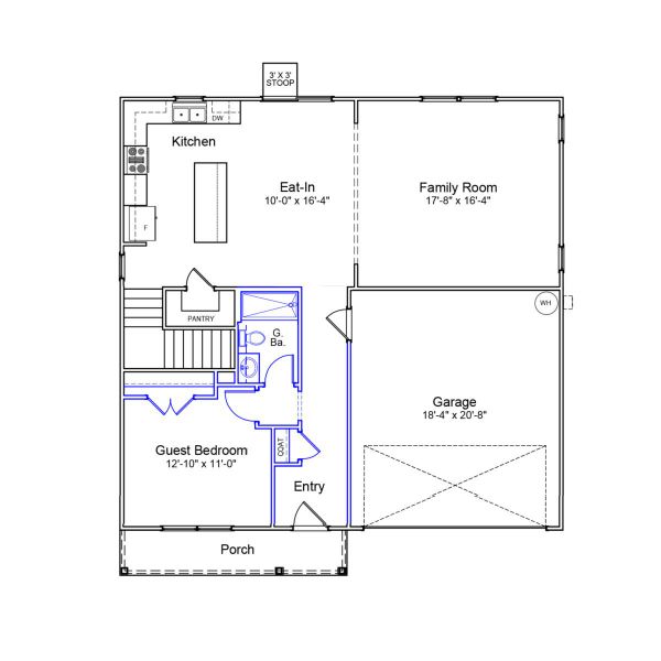2D floor plan layout of this home in Cambridge Reserve, Angier, NC (Image 5).