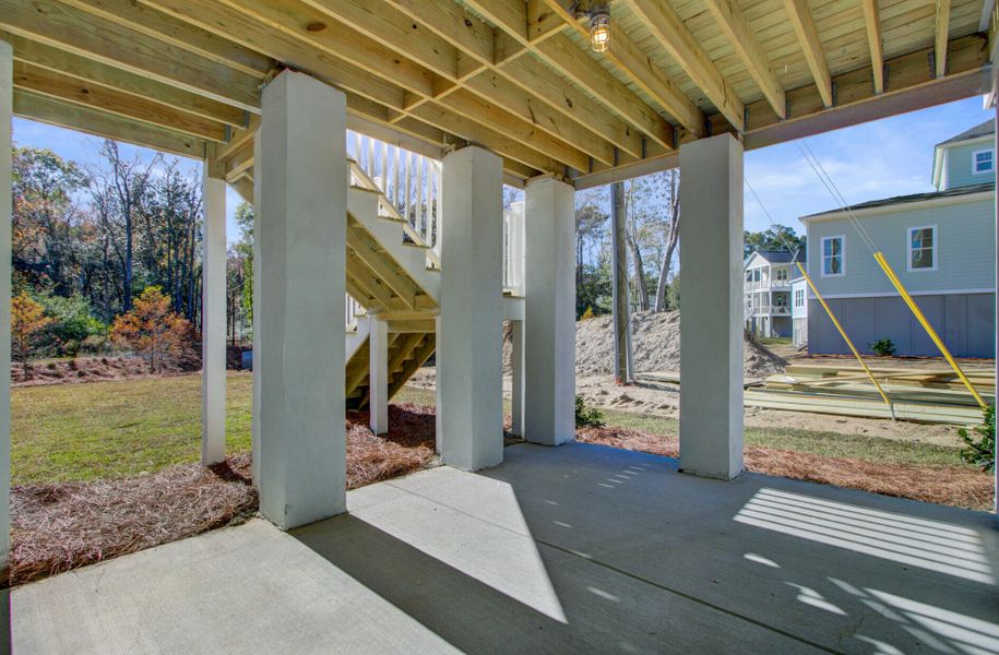 Exterior details and patio area of a home in Indigo Grove Single Family Homes, Johns Island (Image 27).