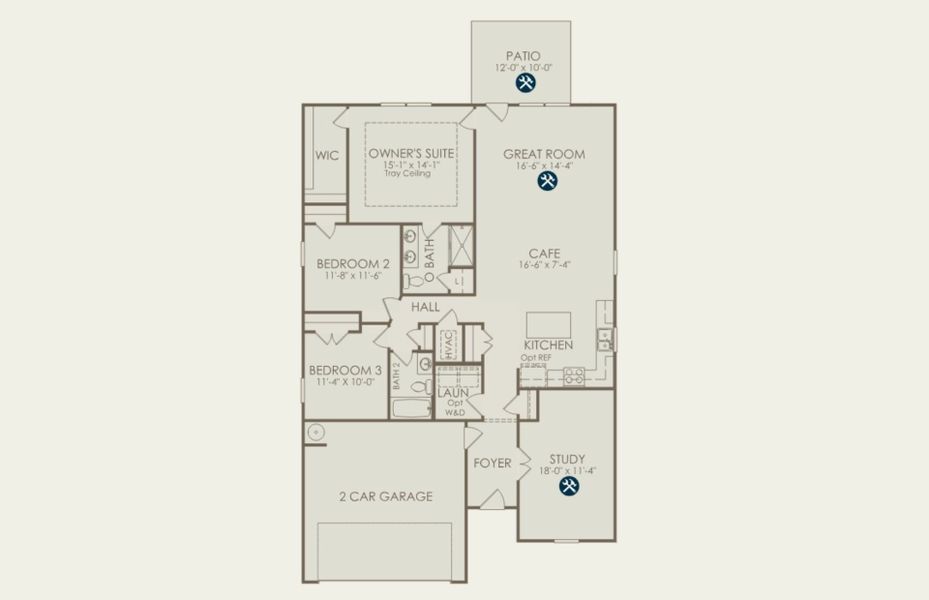 2D floor plan layout of this home in Monroe Preserve, Chapin, SC (Image 5).