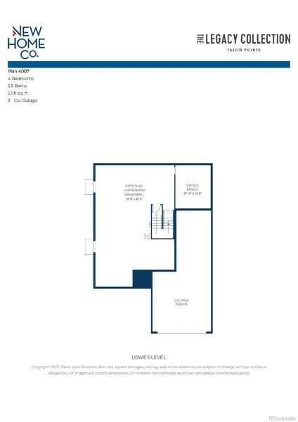 2D floor plan layout of this home in The Legacy Collection at Talon Pointe, Thornton, CO (Image 3).