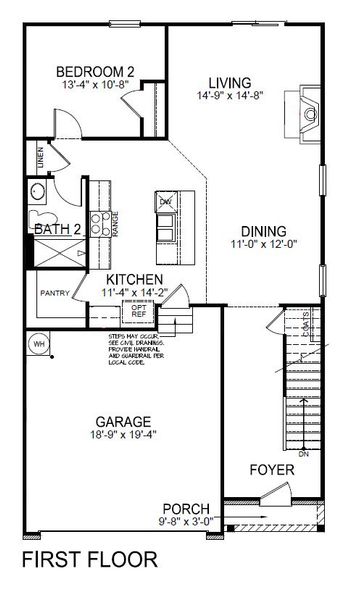 2D floor plan layout of this home in Harrier Point, Woodruff, SC (Image 3).