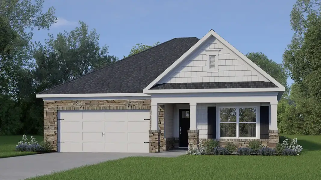 Representative exterior photo of a completed home built from the Aria by D.R. Horton in Porters Landing, Wendell, NC (Image 4). Representative exterior photo of a completed home built from the Aria by D.R. Horton in Porters Landing, Wendell, NC (Image 4).