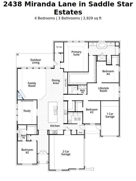 2D floor plan layout of this home in Saddle Star Estates, Rockwall, TX (Image 4).