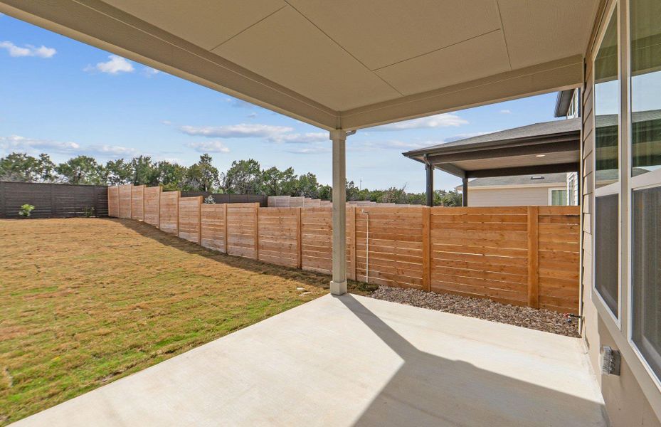 Exterior details and patio area of a home in Horizon Lake, Leander (Image 4). Exterior details and patio area of a home in Horizon Lake, Leander (Image 4).