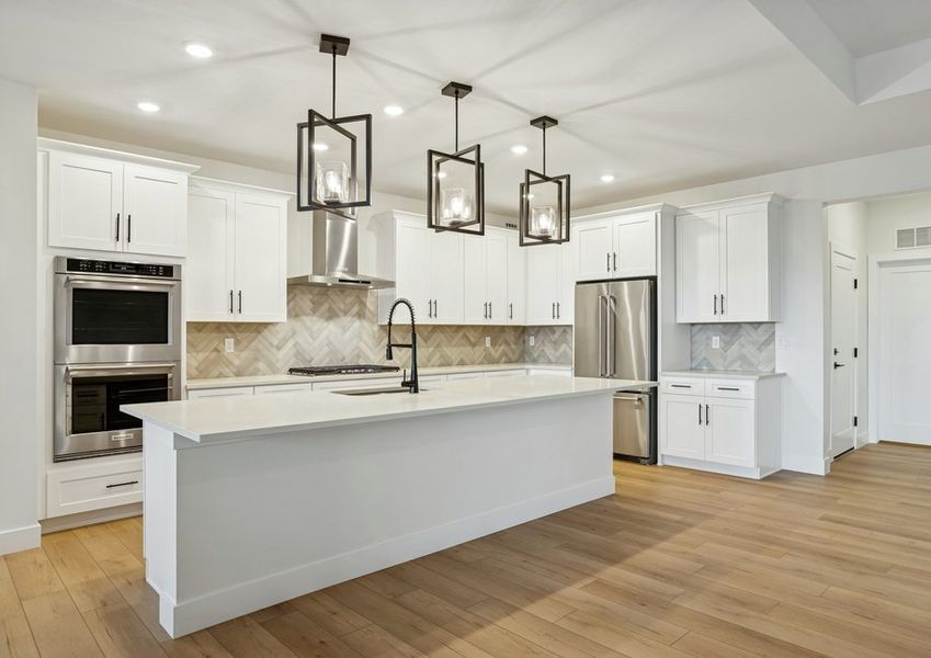 The kitchen has a convenient kitchen island.