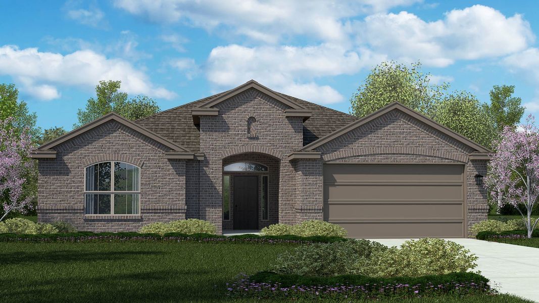 Front exterior of a new home in Homestead at Parks Bell Ranch, Odessa, TX, highlighting curb appeal (Image 2).
