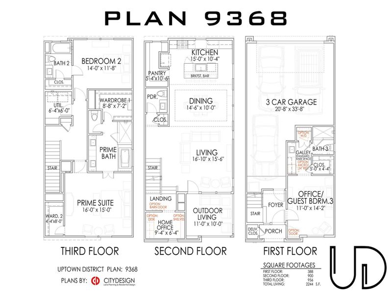 2D floor plan layout of this home in Uptown District, Houston, TX (Image 3).