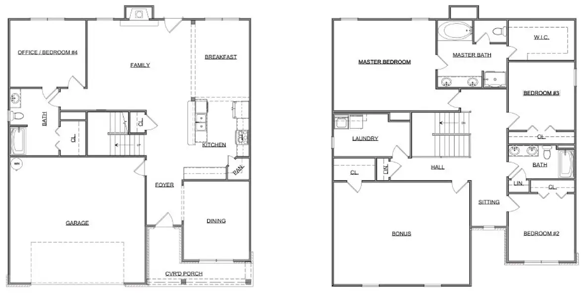 2D floor plan layout for the The Huntington by Smithbilt Homes in Manor in The Foothills, Maryville, TN (Image 2).