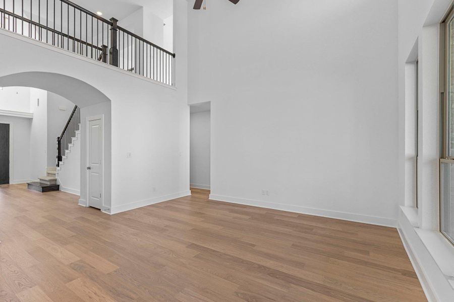 Family Room with soaring ceiling