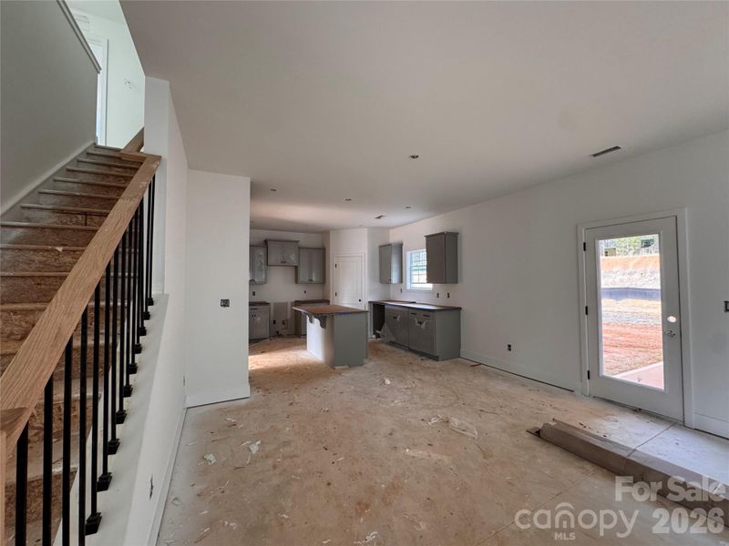 Family room looking into kitchen