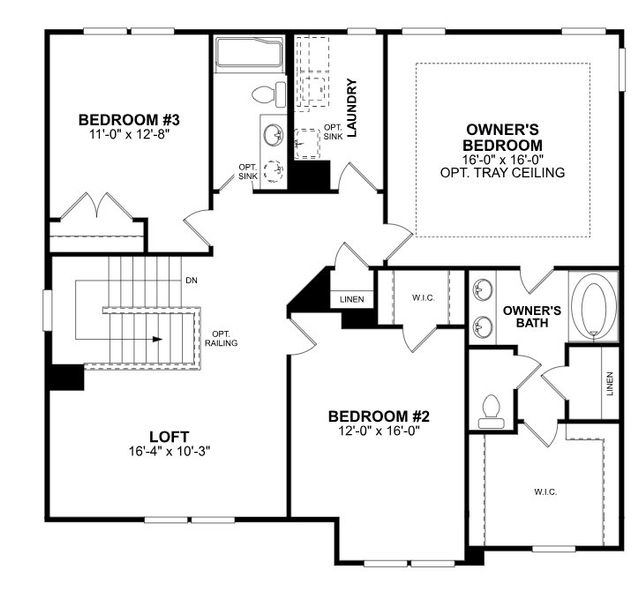 2D floor plan layout for the Findlay II by M/I Homes in Boulder Ridge, Gastonia, NC (Image 4).
