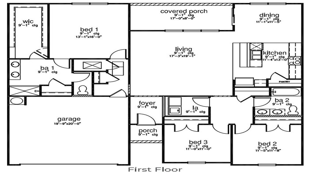 2D floor plan layout of this home in Fernhill Farms, Statesboro, GA (Image 5).