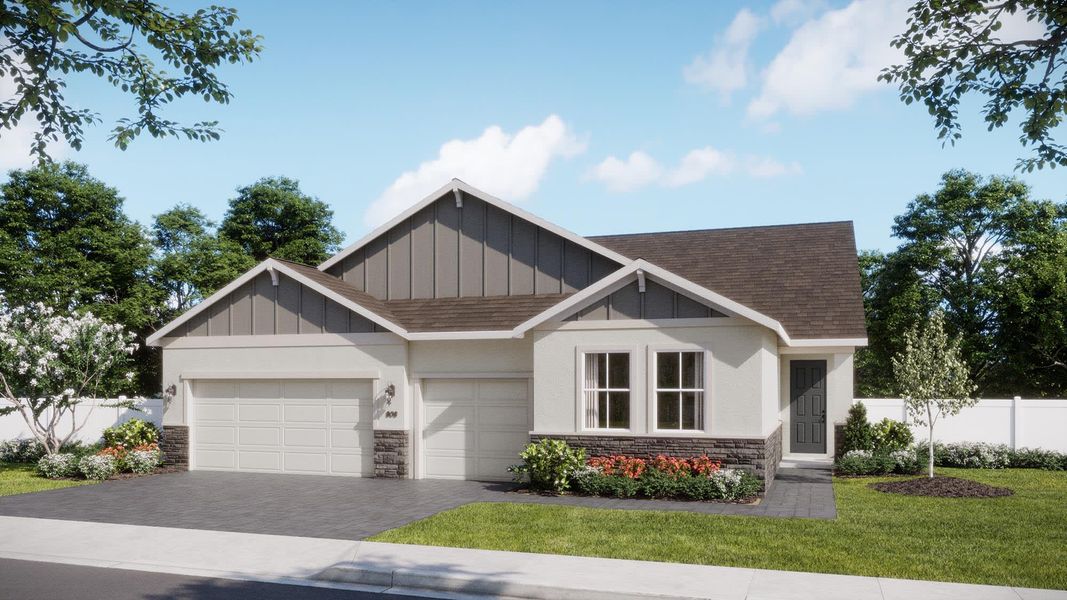 Florida Vernacular Elevation | Serenity | Trinity Gardens | New Homes in DeLand, FL by Landsea Homes