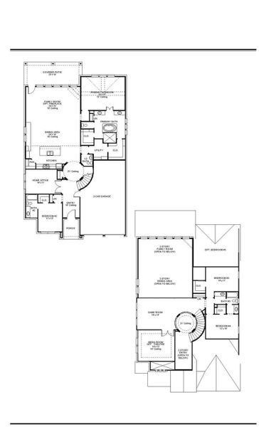2D floor plan layout of this home in Cross Creek West 55', Fulshear, TX (Image 2).