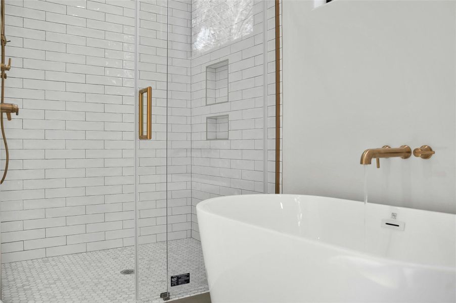 Bathroom with plus walk in shower