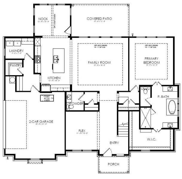 2D floor plan layout for the The Aylin by Doug Parr Custom Homes in Monarch Manor, Poolville, TX (Image 3).