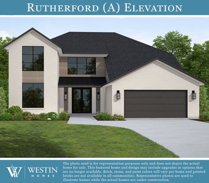 Representative exterior photo of a completed home built from the The Rutherford by Westin Homes in ARTAVIA® - 65' Art Collection, Conroe, TX (Image 2). Representative exterior photo of a completed home built from the The Rutherford by Westin Homes in ARTAVIA® - 65' Art Collection, Conroe, TX (Image 2).