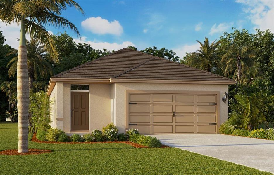 Front exterior of a new home in Hamilton Bluff, Haines City, FL, highlighting curb appeal (Image 1).