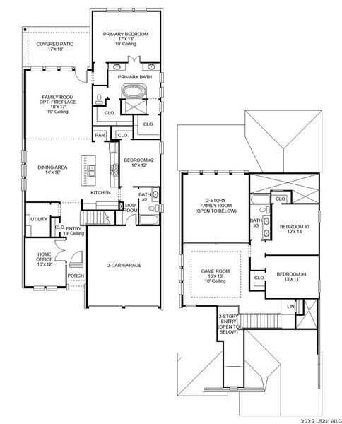 2D floor plan layout of this home in Kallison Ranch, San Antonio, TX (Image 2).