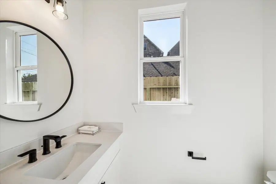 Beautiful powder room with built in cabinet and quartz counter top. Beautiful powder room with built in cabinet and quartz counter top.