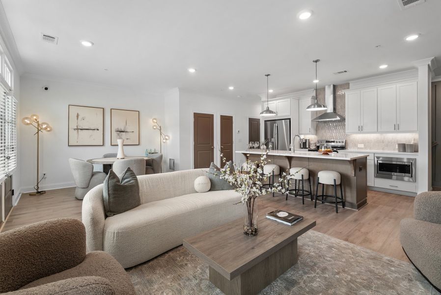 Representative furnished interior of a home built from the The Oleander by The Providence Group in Market Square at Sawnee Village, Cumming (Image 6).