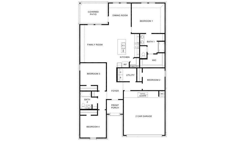 2D floor plan layout for the Huntsville by D.R. Horton in The Islands, Beech Island, SC (Image 4).