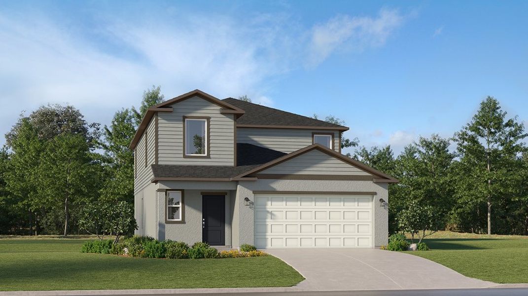 Front exterior of a new home in West Lake, Wimauma, FL, highlighting curb appeal (Image 1). Front exterior of a new home in West Lake, Wimauma, FL, highlighting curb appeal (Image 1).