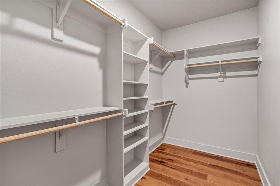 Spacious closet with light wood-type flooring